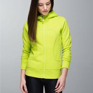 Excellent LULULEMON Scuba II hoodie neon yellow green size 12